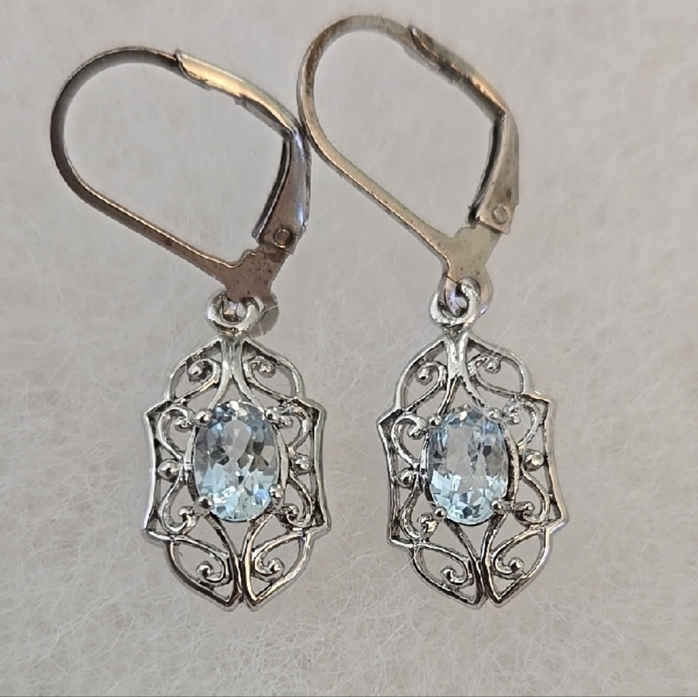 Blue Topaz & Sterling Silver Earrings